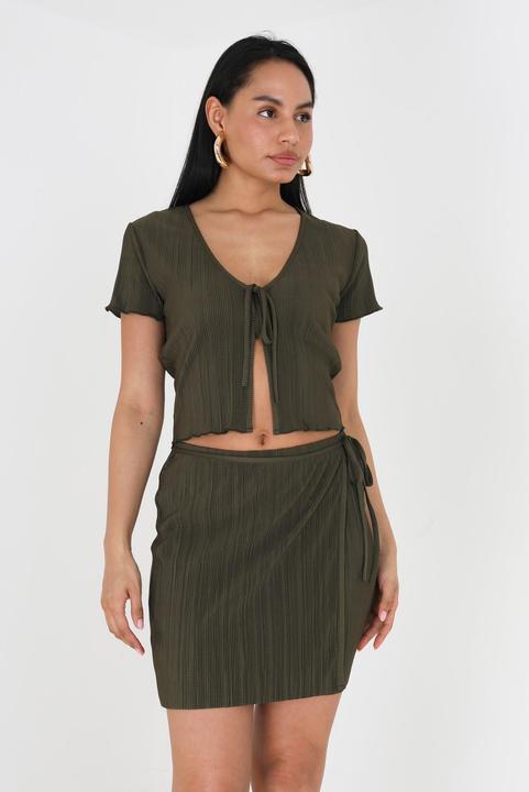 Immagine prodotto Brave Soul Donna/Ladies Marilyn Plisse Top con laccetti sul davanti (XS)