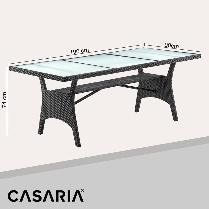 Image du produit Casaria Table de jardin en poly rotin verre (190 cm)
