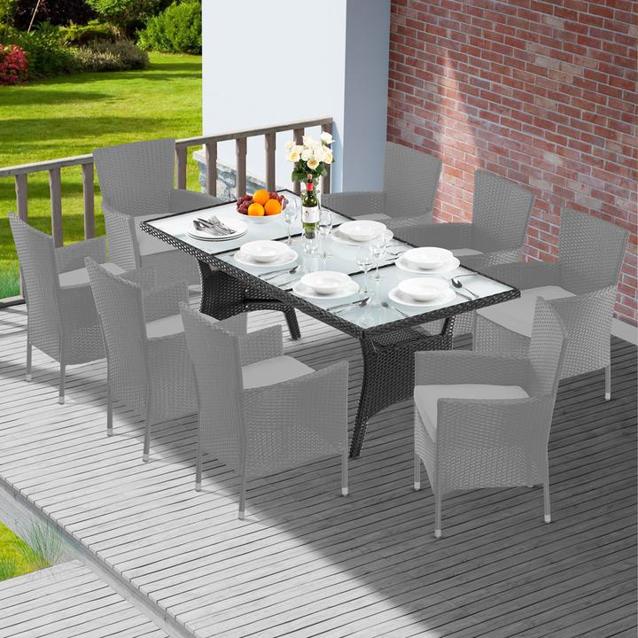 Image du produit Casaria Table de jardin en poly rotin verre (190 cm)