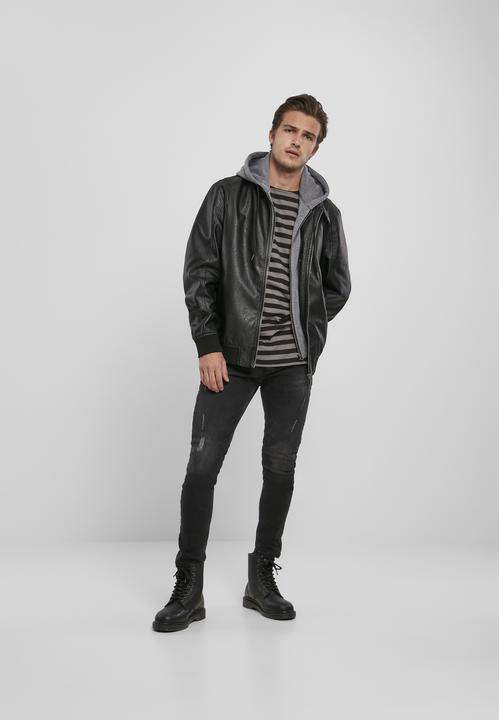 Immagine prodotto Urban Classics Giacca in pelle sintetica con cappuccio in pile (M)