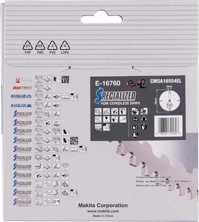 Produktbild Makita E-16760 EFFICUT Sägeblatt 165x20x54