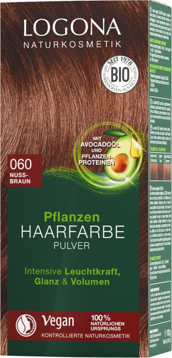 Logona Pflanzenhaarfarbe Pulver - nussbraun (060 Nussbraun)