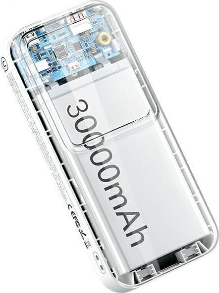 Usams Powerbank z wbudowanymi kablami USB-C+Lightning 30000 mAh 20W PD+Qc 3.0 Fast Charge X-chel Ser (30000 mAh, 20 W, 111 Wh)