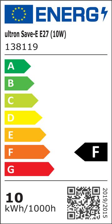 Energy Label Ultron LED save-E E27 10 Watt 3000K, 810lm, dimmable (E27, 10 W, 810 lm, 1 x, F)