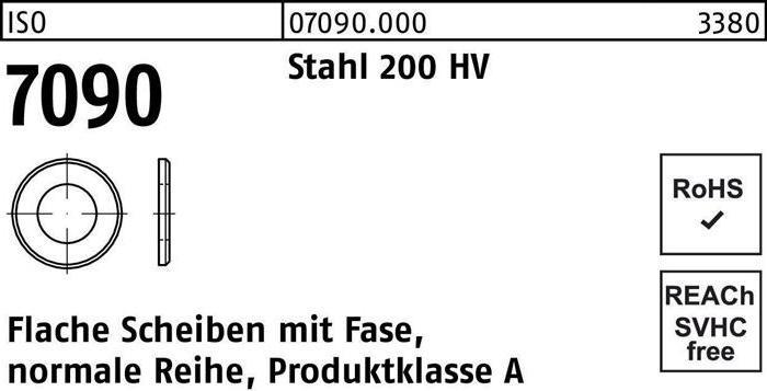 Actual product image Washer ISO 7090 w.chamfer 6 Steel 200 HV