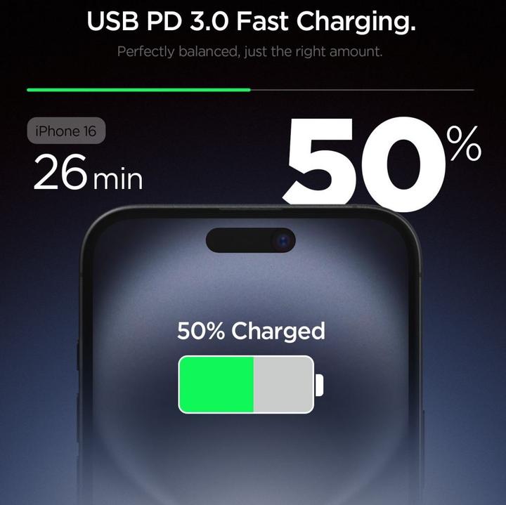 Produktbild Spigen - Wall Charger Essential (EE201EU) - Type-C, GaN, Fast Charging, PD20W, Quantum Boost - White (20 W)