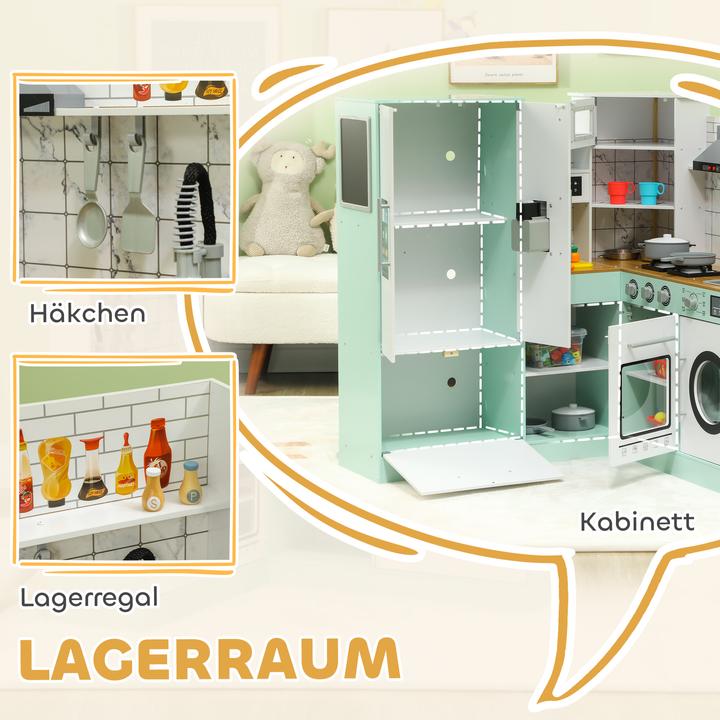 Produktbild Aiyaplay Kinderküche MDF, Edelstahl Grün