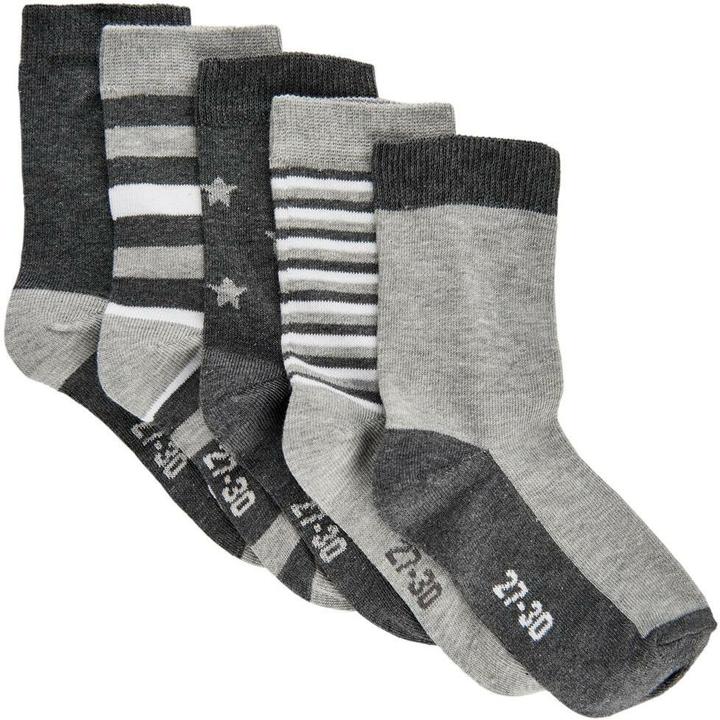 Minymo Socken bedruckt 5er Set Light Grey Melange Gr. 31-34 (5er Pack, 31 - 34)