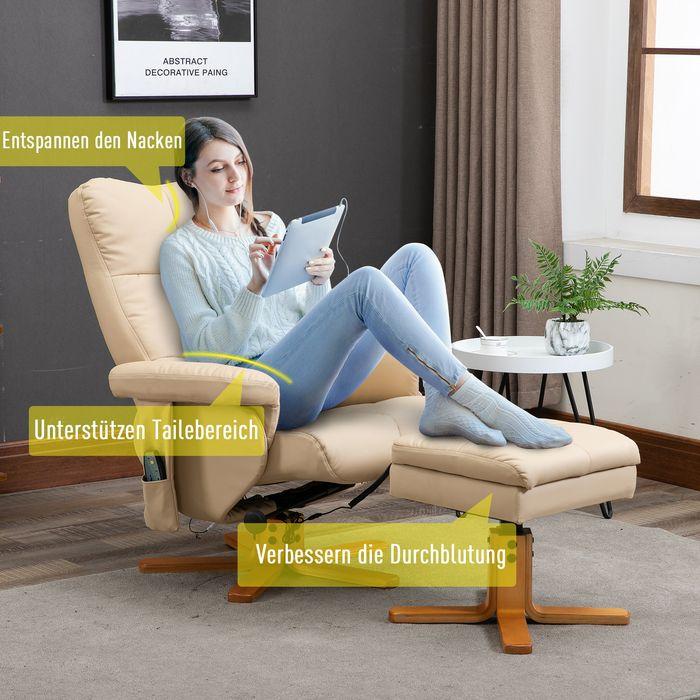 Produktbild Swisshandel24 Relaxsessel Massagesessel mit Fusshocker Fernsehsessel 145°-Neigung Liegesessel mit 10 Vibrationpunk