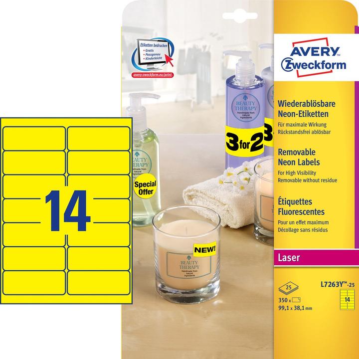Actual product image Avery Labels in special colours