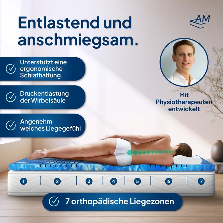 Produktbild AM Qualitätsmatratzen 7-Zonen Deluxe Gelschaum (160 x 220 cm)