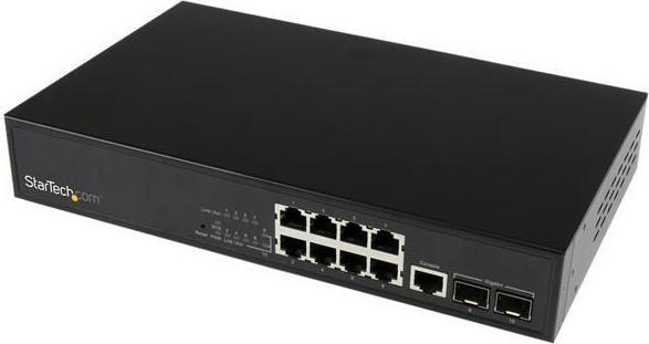 Produktbild StarTech 10 Port L2 Managed Gigabit Ethernet Switch mit 2 offenen SFP Slots - Rack montierbarer Netzwerk S... (8 Ports)