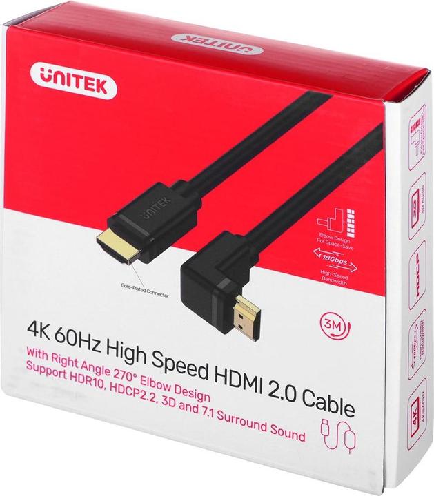 Produktbild Unitek HDMI - HDMI Kabel 3m schwarz (Y-C1009) (3 m, HDMI)