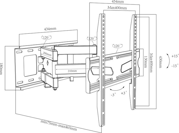 Produktbild VCM B-NS400 (Wand, 75", 25 kg)