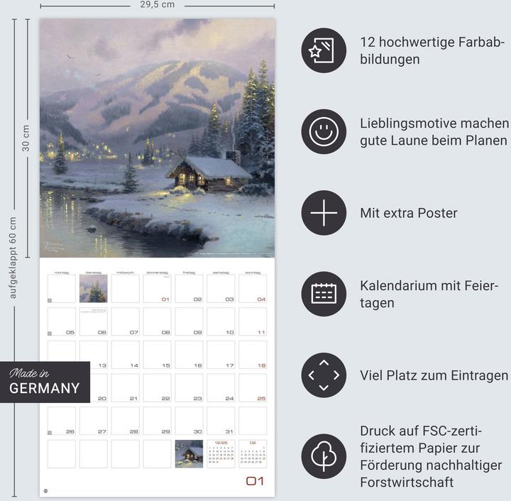 Produktbild Thomas Kinkade: Land of Light Broschurkalender 2026 (29.5 x 30 cm, Harter Einband, Deutsch)