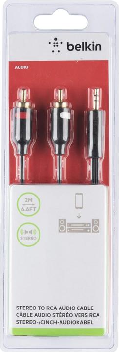 Actual product image Belkin Audio adapter cable (2 m, Cinch, 3.5mm jack (AUX))