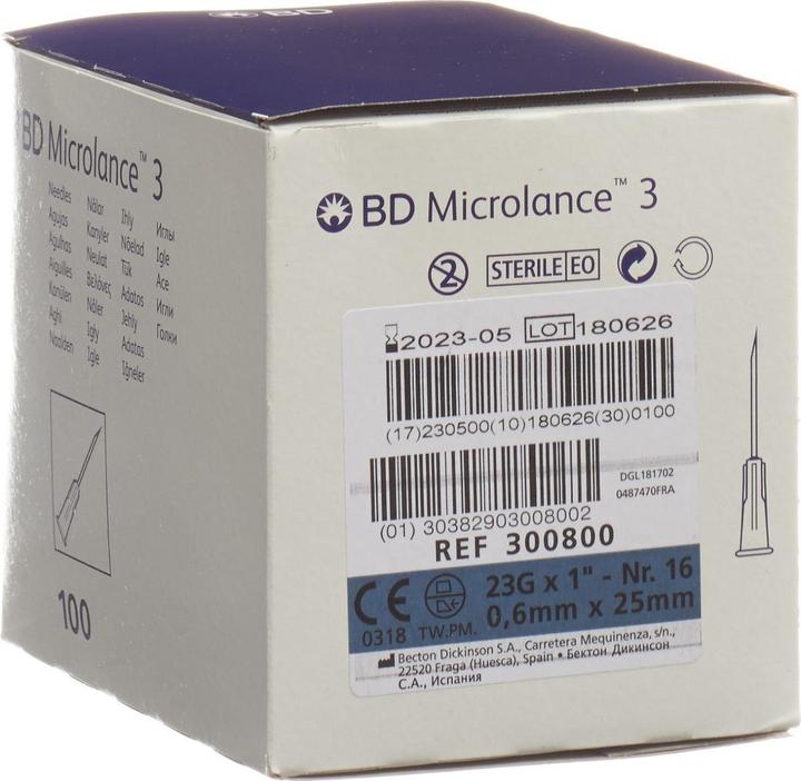 BD Microlance 3 Injektion Kanüle 0.60x25mm blau 100 Stk