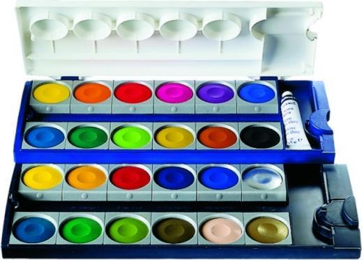 Pelikan Deckfarbkasten 735 K/24 (Schwarz, Türkis, Weiss, Orange, Lila, Violett, Beige, Grün, Grau, Blau, Pink, Braun)