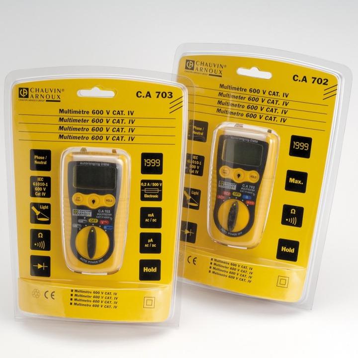 Image du produit Chauvin Arnoux Multimètre de poche C.A 703 Calibr (CAT IV 600V, CAT III 1000V)