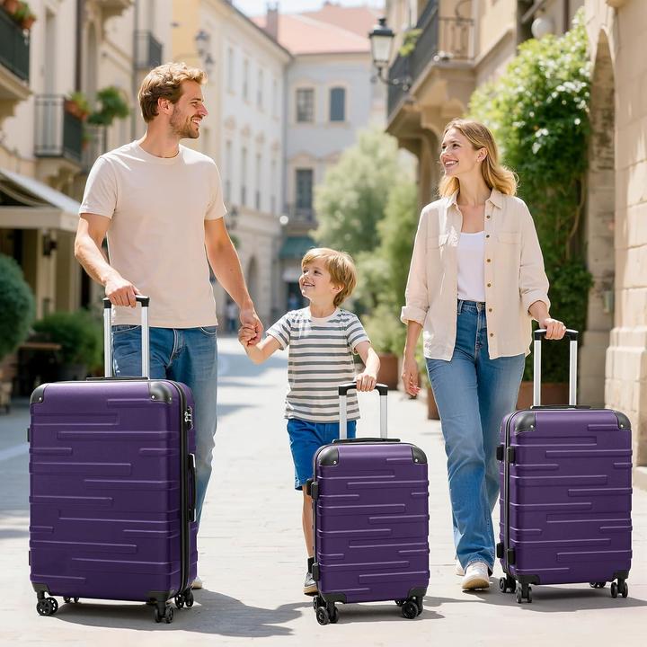 Produktbild Coolife 3-teiliges Hartschalen Koffer-Set (93 l, Handgepäck (bis 50l), M (50 - 90l), L (90 - 115l))