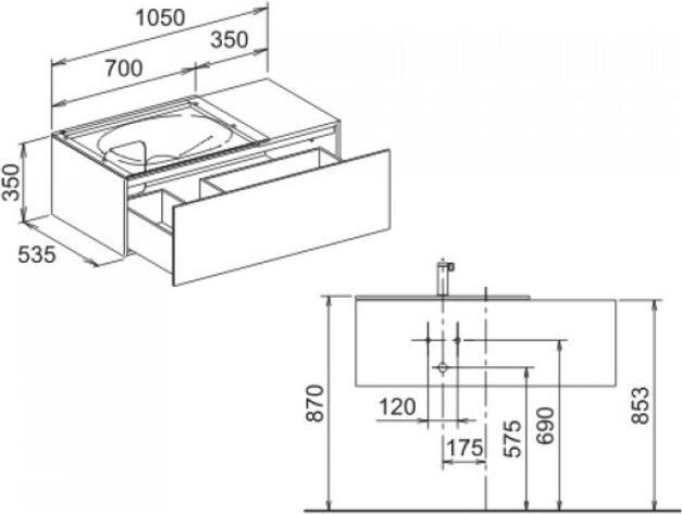 Produktbild Keuco Waschtischunterbau EDITION 11 1050x350x535mm we hgl (105 x 53.5 x 35 cm)