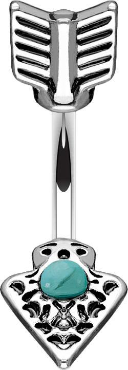 Immagine prodotto Star Piercing Freccia d'argento a forma di banana con pietra turchese (Ottone, Acciaio chirurgico 316L)