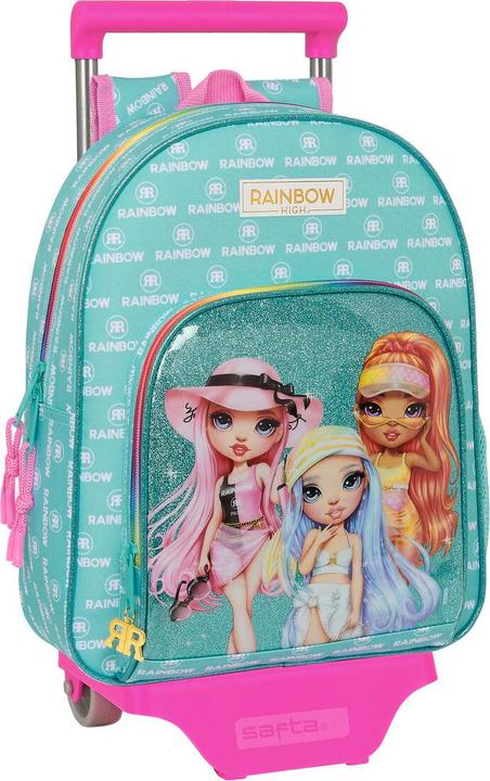 Rainbow Schulrucksack mit Rädern High Paradise türkis 28 x 34 x 10 cm