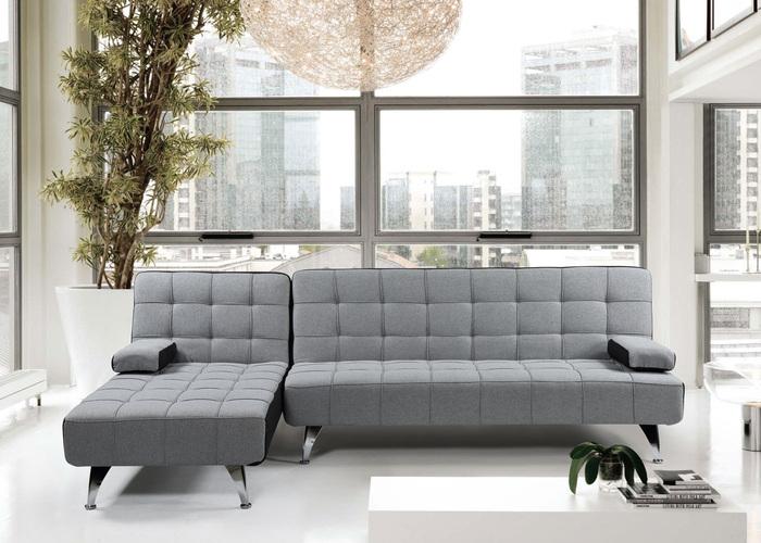 Produktbild Swisshandel24 Schlafsofa HWC-K22, Couch Ecksofa Sofa, Liegefläche links/rechts Schlaffunktion Stoff/Textil hellg (Ecksofa)