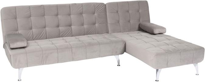 Produktbild Swisshandel24 Schlafsofa HWC-K22, Couch Ecksofa Sofa, Liegefläche links/rechts Schlaffunktion Samt grau (Ecksofa)