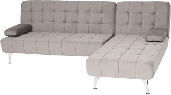 Produktbild Swisshandel24 Schlafsofa HWC-K22, Couch Ecksofa Sofa, Liegefläche links/rechts Schlaffunktion Samt grau (Ecksofa)