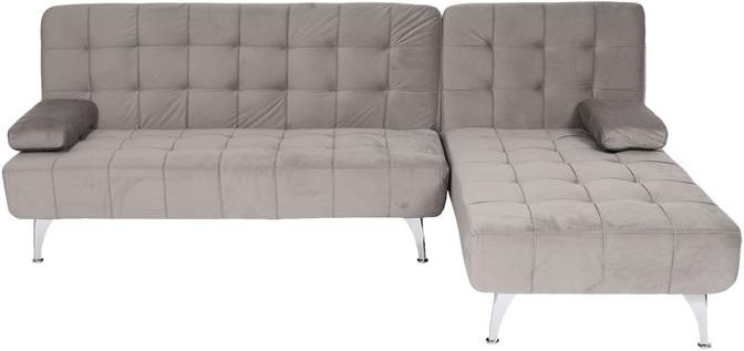 Produktbild Swisshandel24 Schlafsofa HWC-K22, Couch Ecksofa Sofa, Liegefläche links/rechts Schlaffunktion Samt grau (Ecksofa)