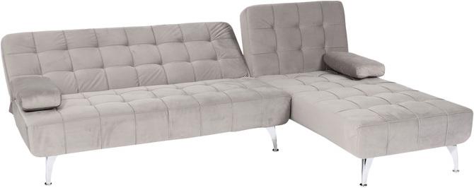 Produktbild Swisshandel24 Schlafsofa HWC-K22, Couch Ecksofa Sofa, Liegefläche links/rechts Schlaffunktion Samt grau (Ecksofa)