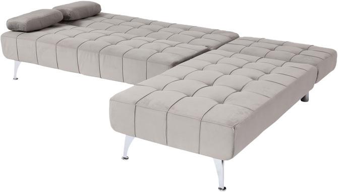 Produktbild Swisshandel24 Schlafsofa HWC-K22, Couch Ecksofa Sofa, Liegefläche links/rechts Schlaffunktion Samt grau (Ecksofa)