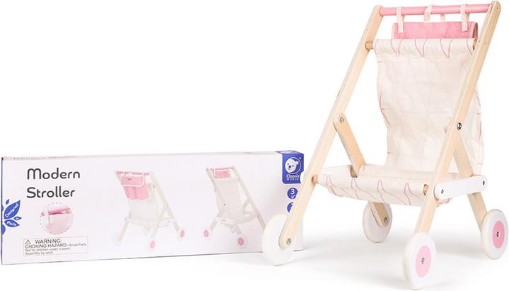Produktbild Classic World Puppenwagen aus Holz Weiss/Rosa