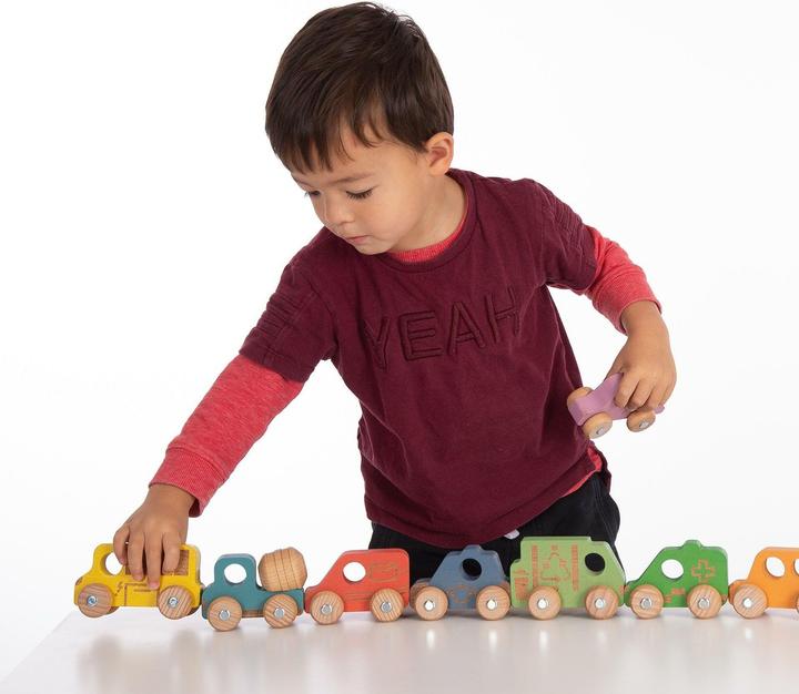 Produktbild TickiT Set mit 12 Spielzeug-Autos aus Holz