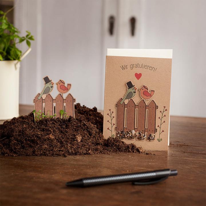 Image du produit Die Stadtgärtner Grusskarte Hochzeit mit Blumensamen Vogel (1 pcs)