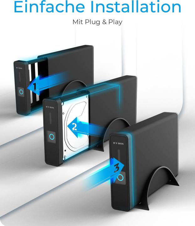 Image du produit Icy Box IB-382H-C31 Boîtier avec hub USB (3.5", 2.5")