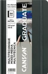 Produktbild Canson Skizzenbuch GRADUATE Mixed Media, 140 x 216 mm schwarz, 32 Blatt, 220 g/qm Papier, graues Papier, Ha (140 x 216 mm)