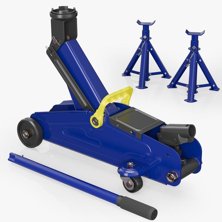 XPOtool Car Jack + 2 Chassis Stands up to 2t Lifting Force Stable Stands Foldable Adjustable Working Height
