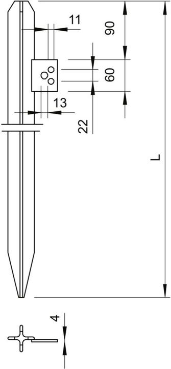 Image du produit OBO Bettermann 213 1500 DIN Prise de terre croisée avec languette de raccordement 1500mm pc FT 5003016