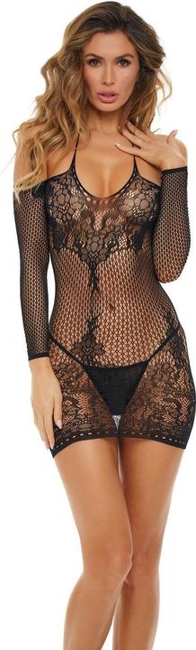 René Rofé Rene Rofe Lingerie Room Service Halter Net Dress Black One Size (One size)
