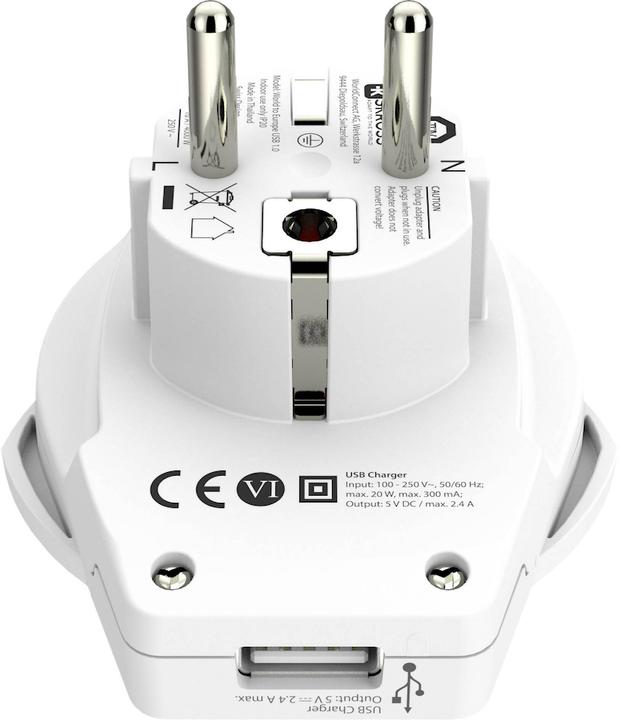 Actual product image Skross Country Travel Adapter and USB Charger World to Europe USB