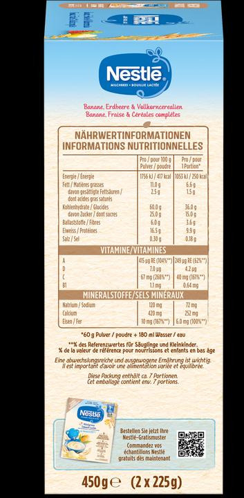 Immagine prodotto Nestlé Latte Porridge Banana Fragola & Cereali Integrali 8 mesi Plv (450 g)