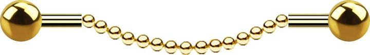 Star Piercing Barbell vergoldet zwei Kugeln Kette (ohne Messing, Chirurgenstahl 316L)