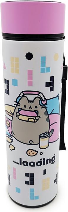 Actual product image Puckator Pusheen the Cat Computer Games Reusable Thermo Insulated Stainless Steel Drink Bottle with Digita (0.45 l)
