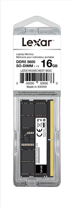 Actual product image Lexar LD5DS016G-B4800GSST memory module DDR5 ECC (1 x 16GB, 4800 MHz, DDR5 RAM, SO-DIMM)