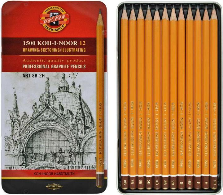 Productafbeelding Koh-i-Noor POTLOOD 8B-2H/12 (2B, 6B, 8B, 7B, 3B, 4B, 5B, 12 x)