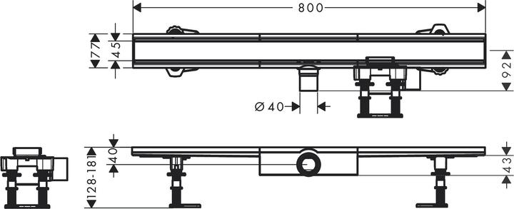 Produktbild hansgrohe HG Duschrinne RainDrain Compact Komplettset 800mm (800 mm)