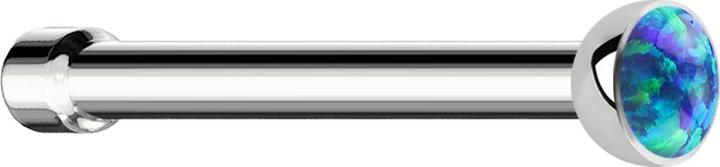 Star Piercing Nasenstecker gerade silber mit Opal blau (ohne Messing, Chirurgenstahl 316L)