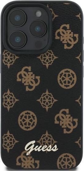 Actual product image Guess GUHMP16LPGPYSK iPhone 16 Pro czarny/black HC MagSafe PU Peony Script (Apple iPhone 16 Pro)